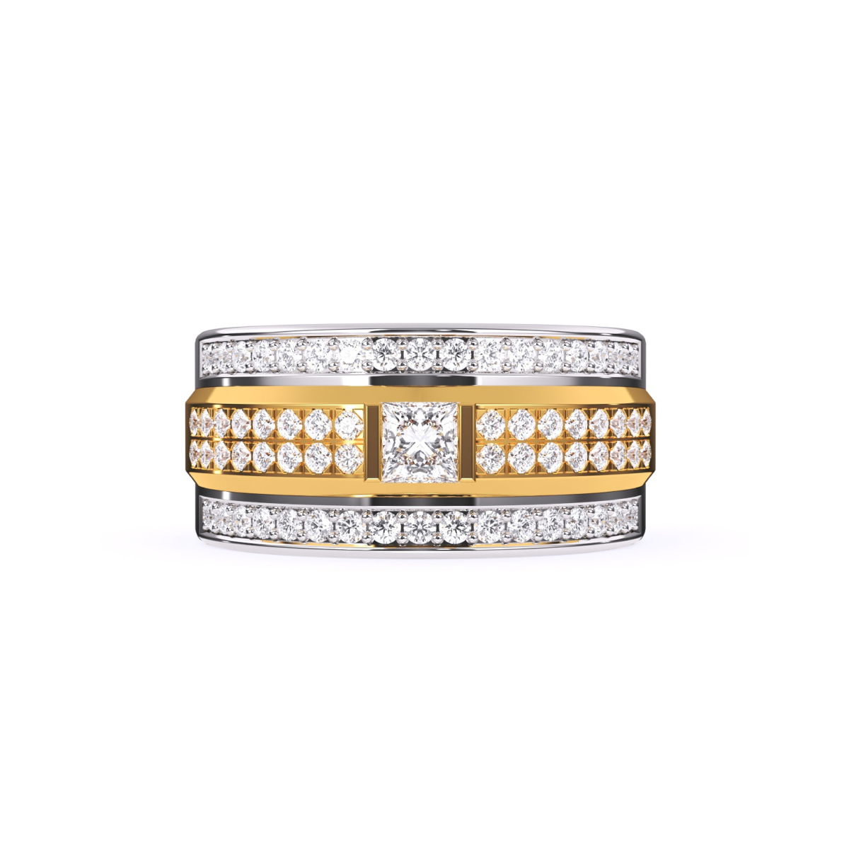 Designer Two Tone Cluster Diamond Ring